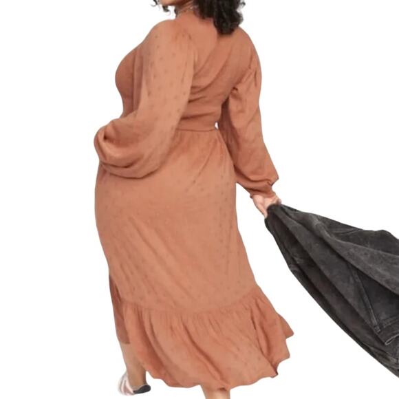 NWT Old Navy Smoked Midi Dress Women's Plus Size 3X Fit & Flare Clip Dot Design - Picture 5 of 16